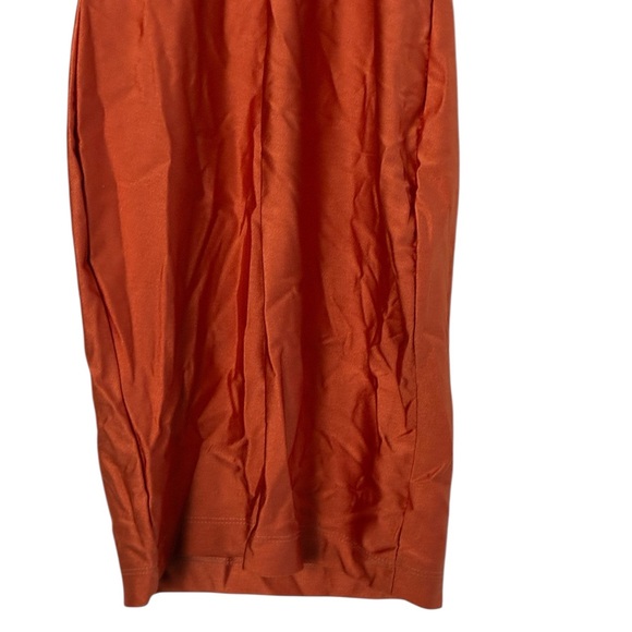 Haute Monde | Orange silky sleeveless deep v-neck midi dress - Picture 9 of 12